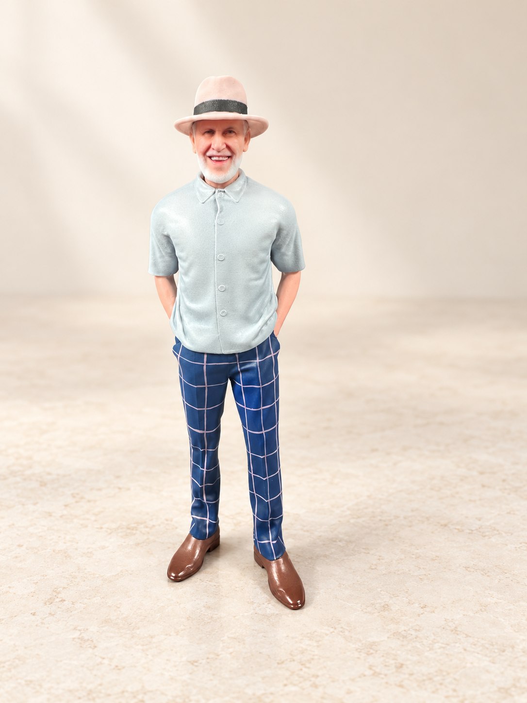 Custom portrait figurine with a hat